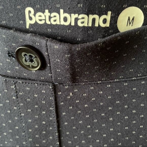 Betabrand Classic Bootcut Dress Yoga Pants Navy Blue Print Size Medium - Picture 7 of 8